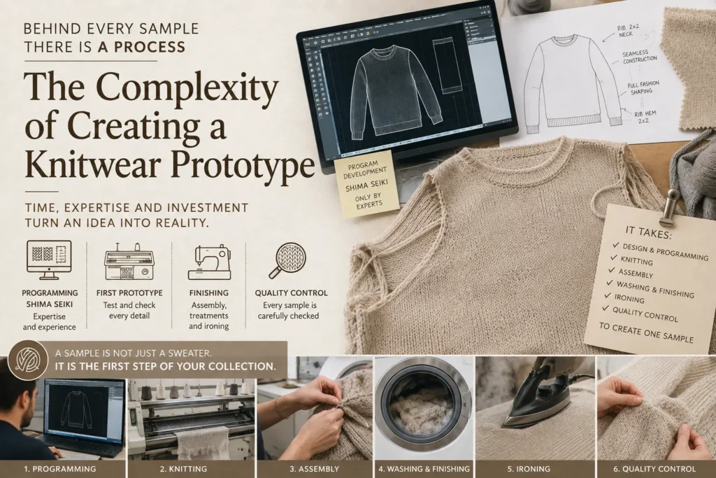 Developing a cashmere knitwear sample takes time and expertise